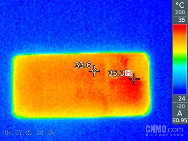 vivo Y77运行一盘《王者荣耀》后最高温度为35.3℃