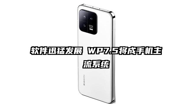 软件迅猛发展 WP7.5将成手机主流系统